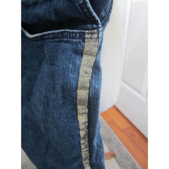 OSHKOSH GIRLS OVERALLS WITH GOLD METALLIC STRIPE ON LEG. SIZE 8 - Picture 3 of 5